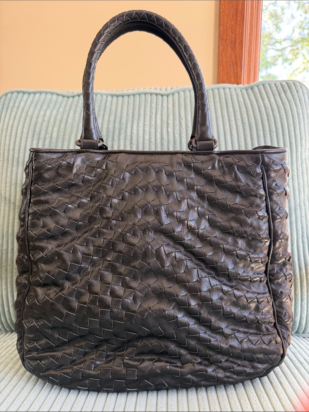 Bottega Veneta Intrecciato Wave Design Tote Bag - Black